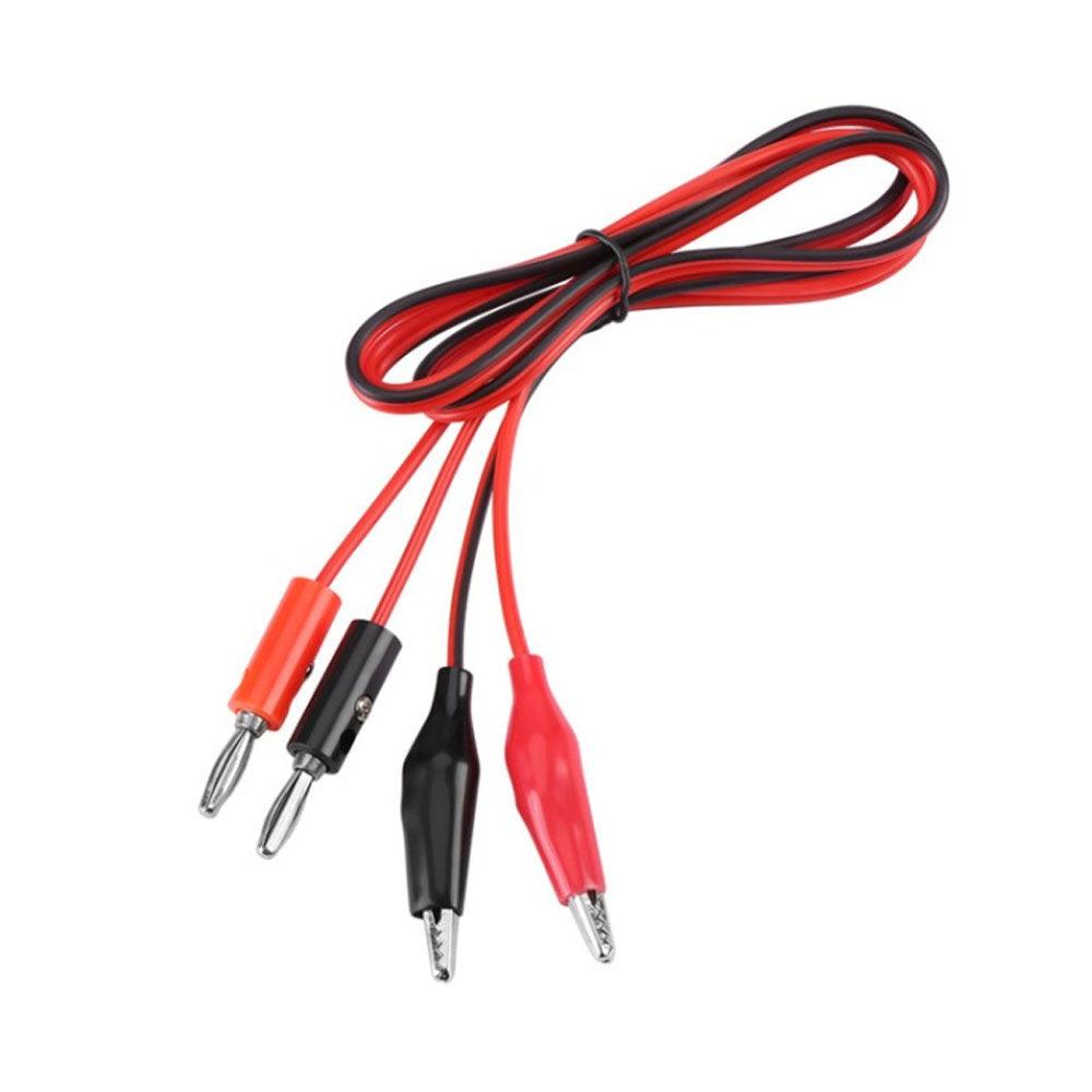 Power Supply Cables w/ Crocodile Clip / 4mm Stacked Type Banana Connector - Red + Black (70cm) - industryparts.pk