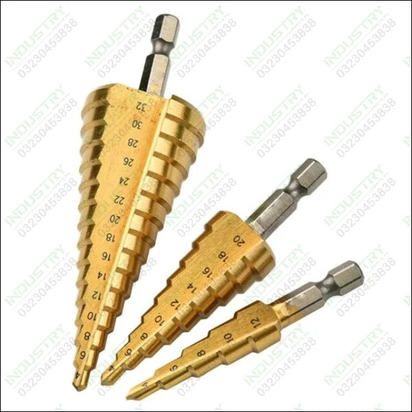 Hss step drill bit cone hole cutter Taper metric 4 32mm Wood Metal Drill Bit KH8 in Pakistan industryparts.pk
