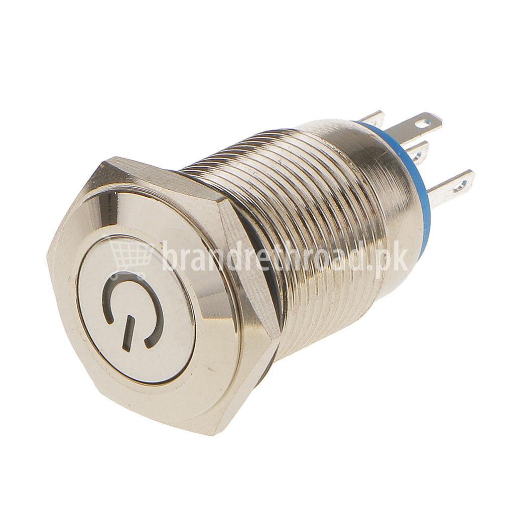 LED Indicator Latching 16mm Push Button Control Switch for Car Motor Start Green in Pakistan - industryparts.pk