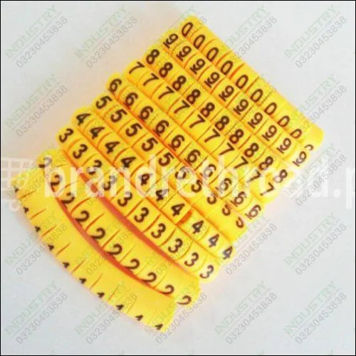 1000x Yellow Cable Markers Identification Labels Tags Management Number 0-9 in Pakistan - industryparts.pk