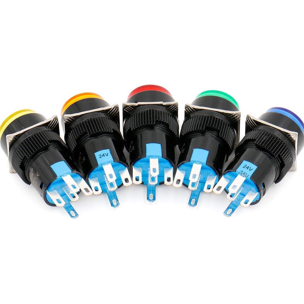 16mm Push Button Switch Momentary Round Cap LED Lamp in Pakistan - industryparts.pk