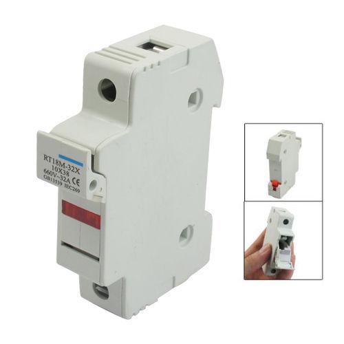 Rt18-32x AC 380v 32a 1 Pole 10x38mm DIN Rail Mount Fuse Holder Base - industryparts.pk