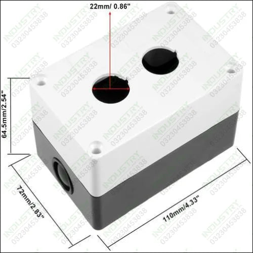 2 Hole Push Button Switch Control Box Case  22 mm Diameter Gray Plastic - industryparts.pk