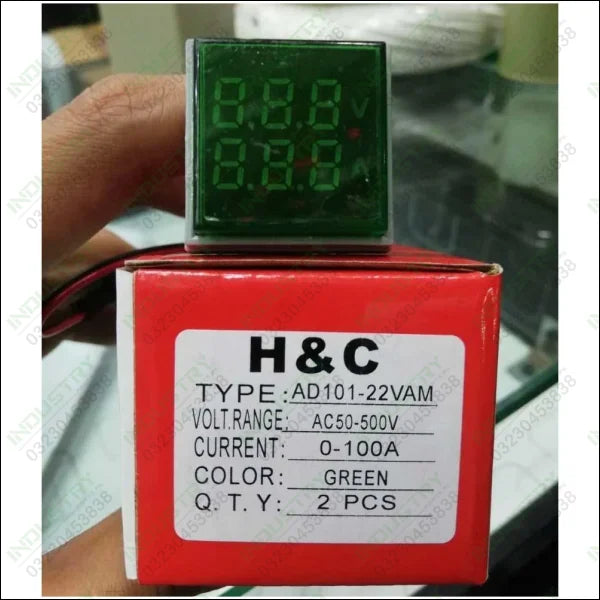 2 in 1 Mini Digital LED Voltmeter Ammeter AD101-22VAM Indicator Lamp AC0-500V 0-100Amp 22mm in Pakistan - industryparts.pk