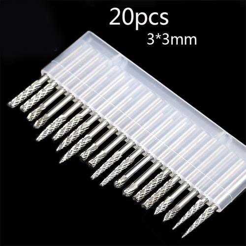 20Pcs Carbide Rotary Burrs Set Milling Cutter Drill Bit Engraving Bits 3mm - industryparts.pk