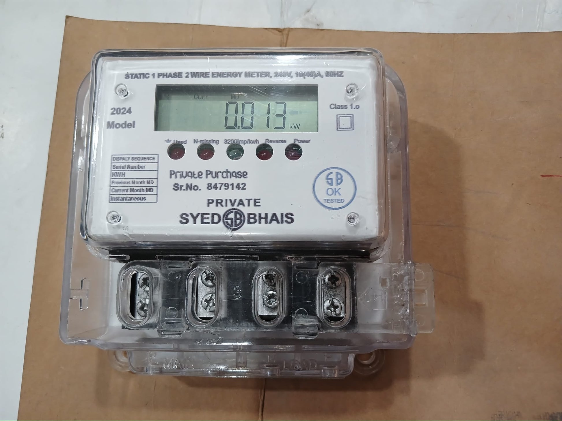 Syed Bhais Single Phase Energy Meter in Pakistan