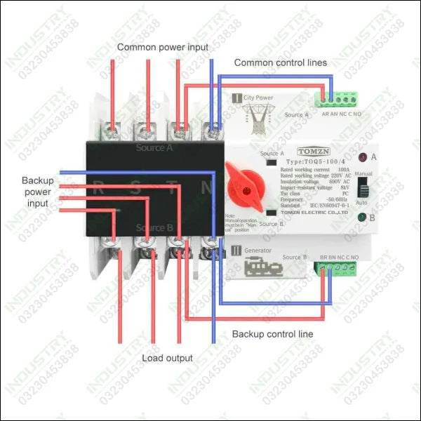 4P Three Phase ATS Dual Power Automatic Transfer Switch 125A