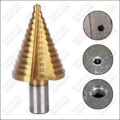 5-35mm HSS Titanium Step Cone Drill Bit High Speed Steel Wood Steel Hole Cutter - industryparts.pk