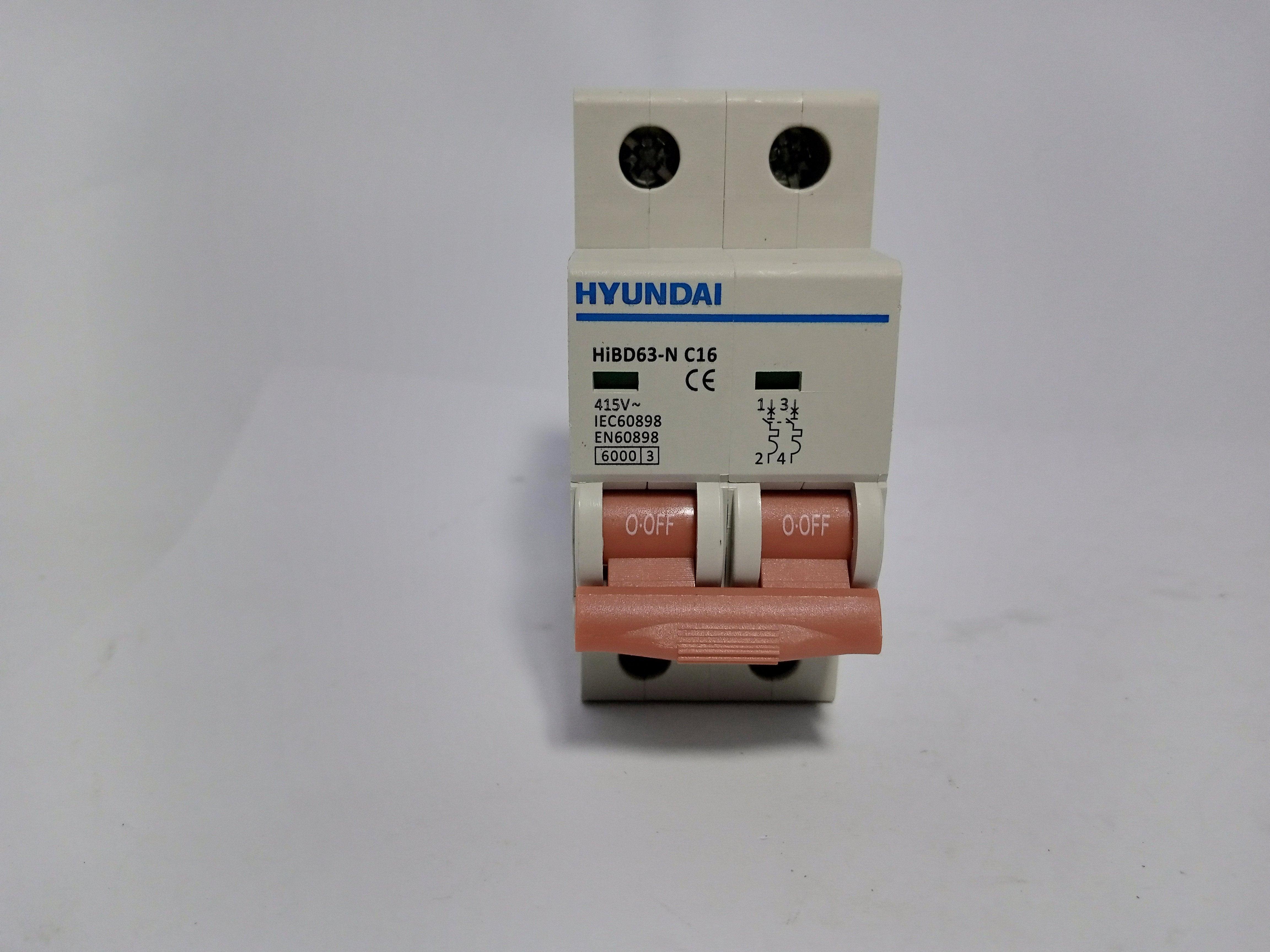HYUNDAI Miniature Circuit Breaker 2Pole EN60898 415V (HIBD63) - industryparts.pk