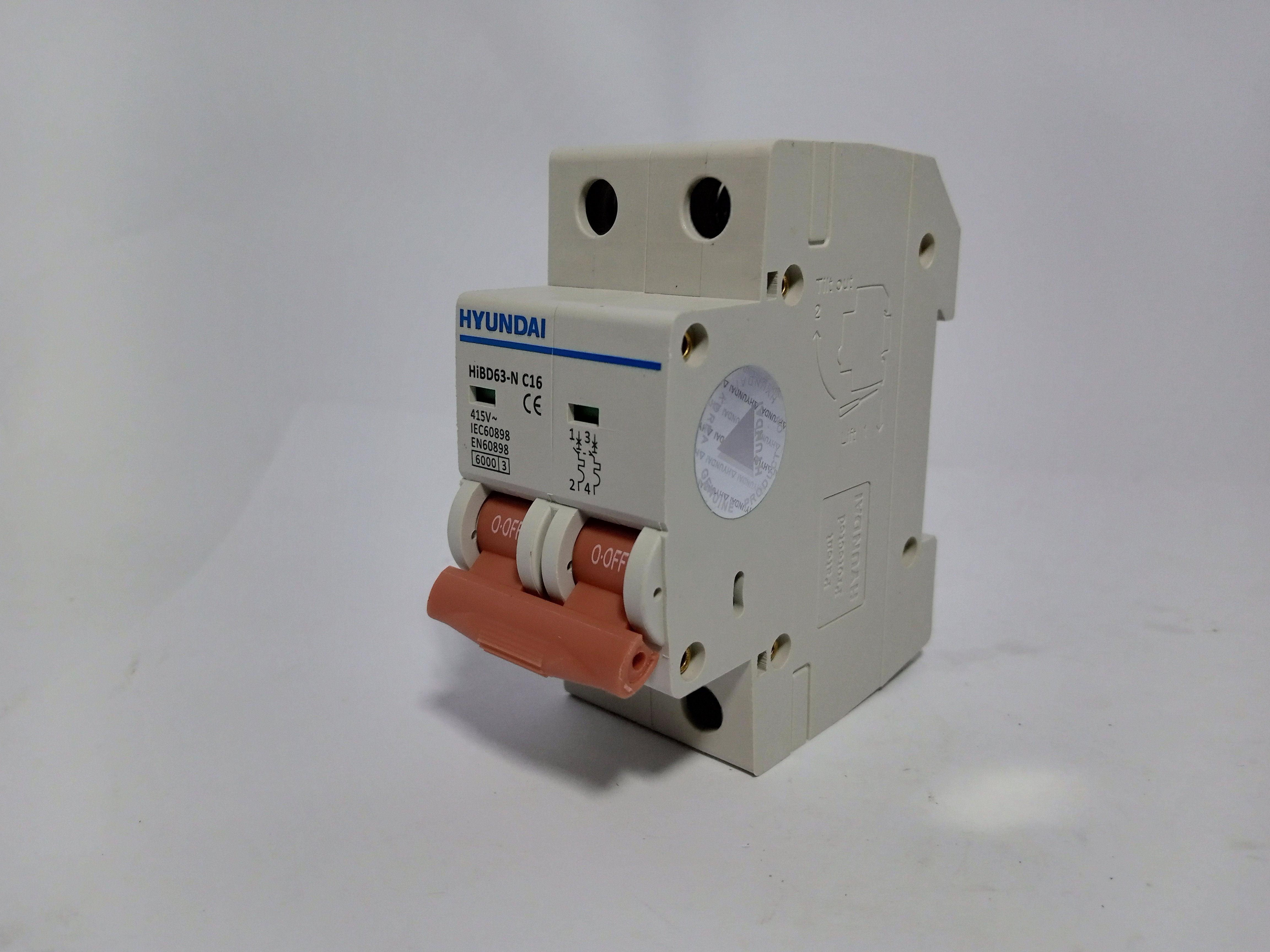 HYUNDAI Miniature Circuit Breaker 2Pole EN60898 415V (HIBD63) - industryparts.pk