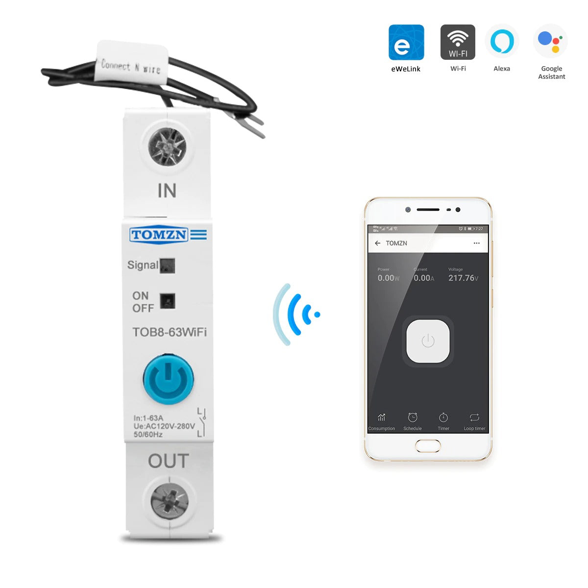 TOMZN TOB8-63WIFI Smart Switch WIFI Circuit Breaker in Pakistan