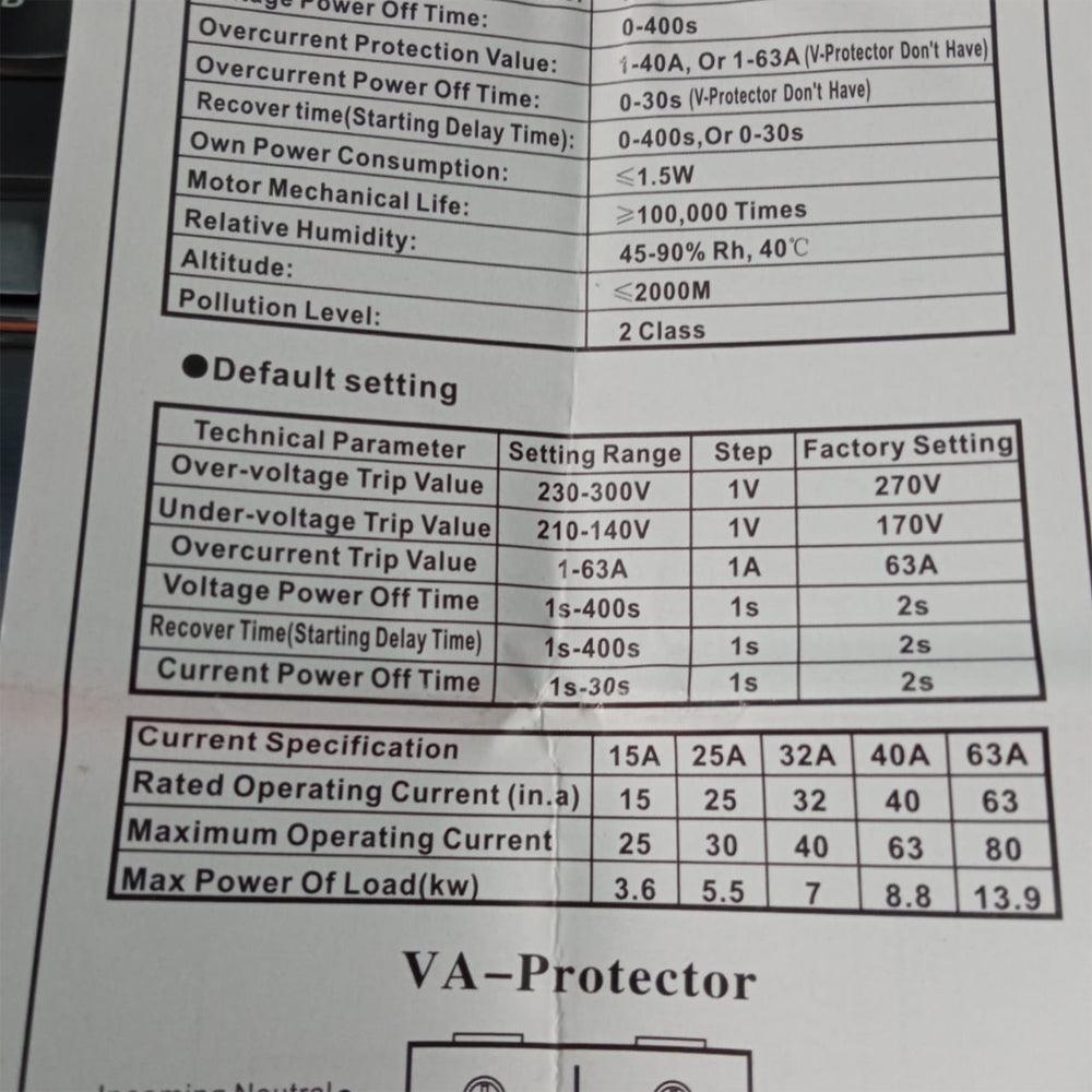 63A 220V Home Protection Protector, Adjustable Device for Voltage Mora Bulgaria in Pakistan - industryparts.pk