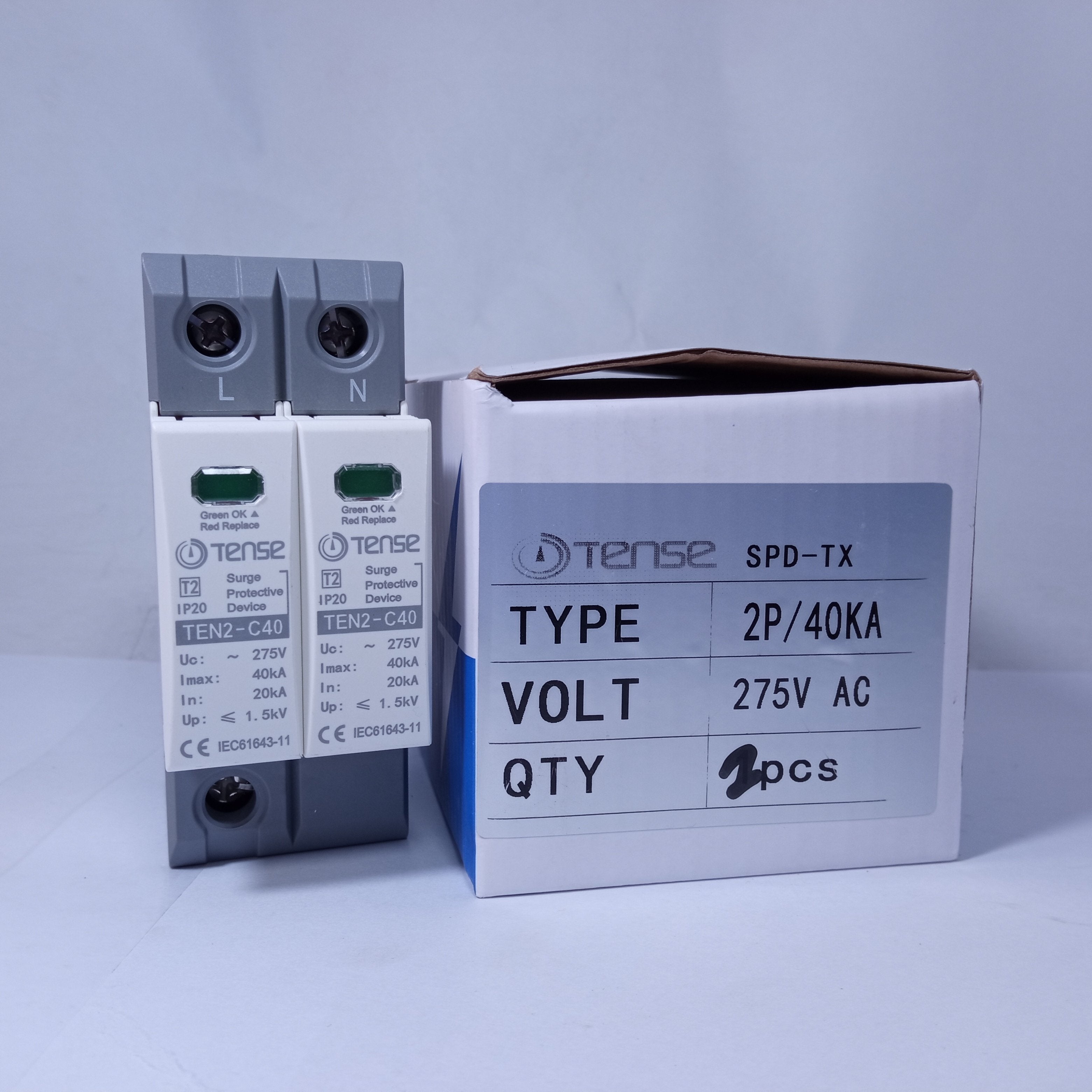Surge Protective Device IP20 TEN2-DC40 40KA 2 Pole AC TENSE in Pakistan - industryparts.pk