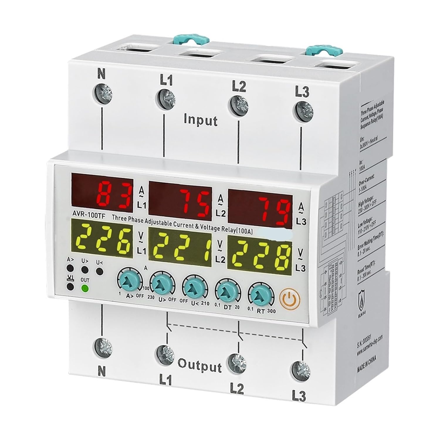 AVR-100TF (100A) Three Phase Adjustable Current & Voltage Relay in Pakistan