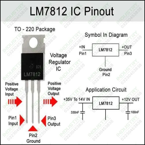 7812 Transistor – 12V, Voltage Regulator  LM7812 - industryparts.pk
