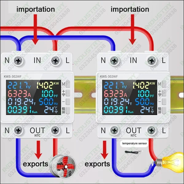 8 in 1 WIFI Energy Meter Color Screen Display in Pakistan