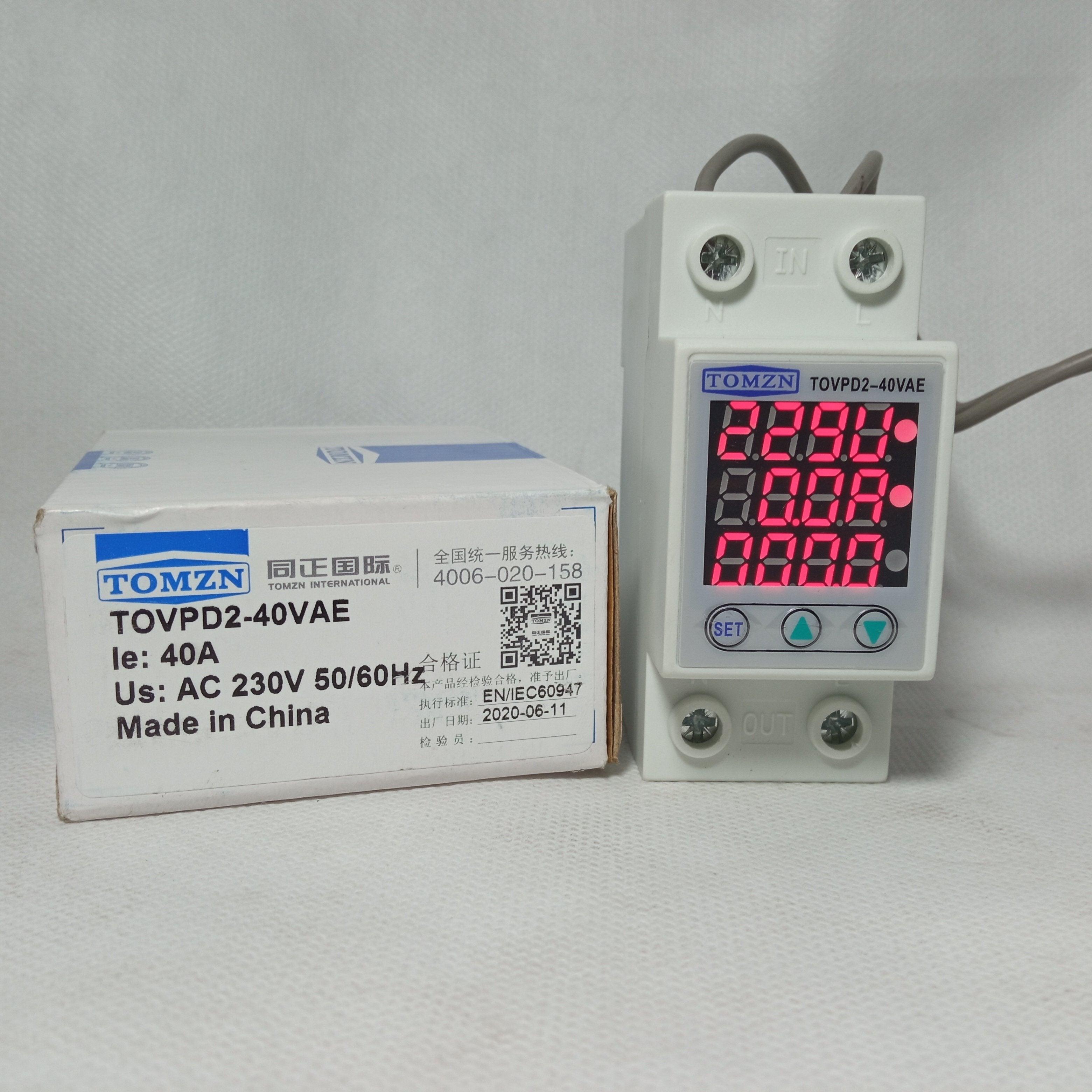 TOMZN VA Protector 40A 220V Adjustable Over and Under Voltage Protector ...