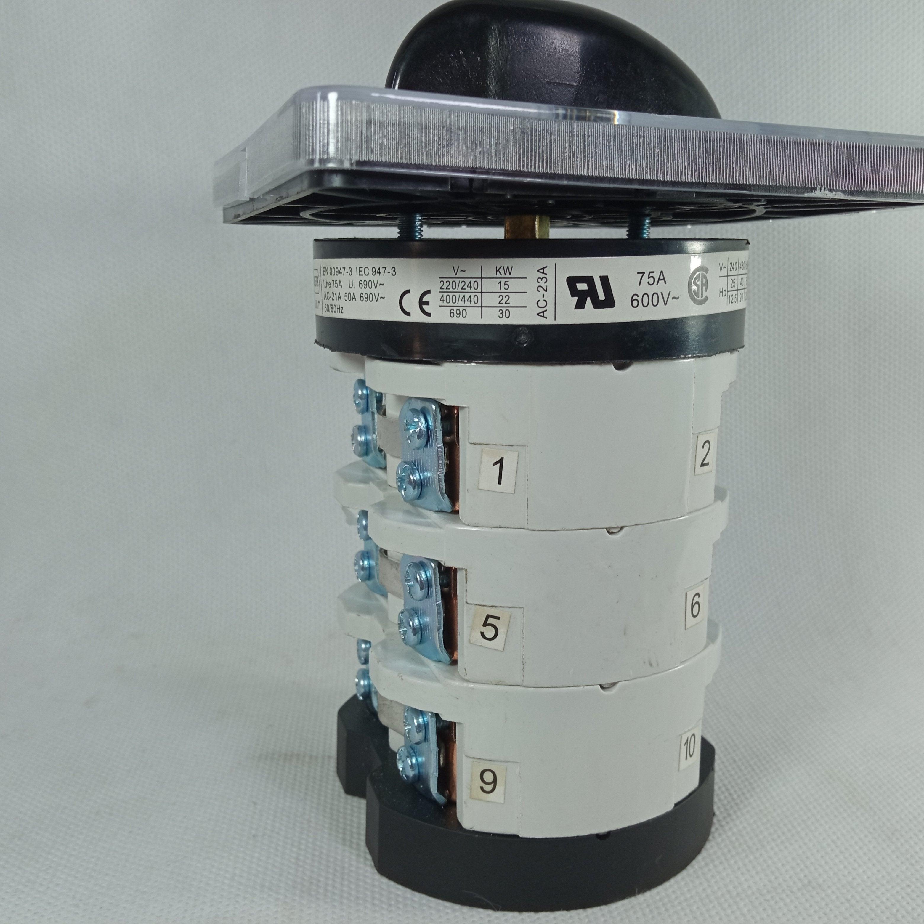 High Current 75A Cam Switch 0-3 Position 3 Poles Rotary Changeover Switches in Pakistan - industryparts.pk