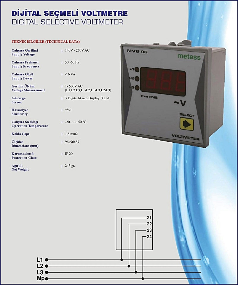 METESS MV6-96 Selectable Digital Voltmeter  in Pakistan