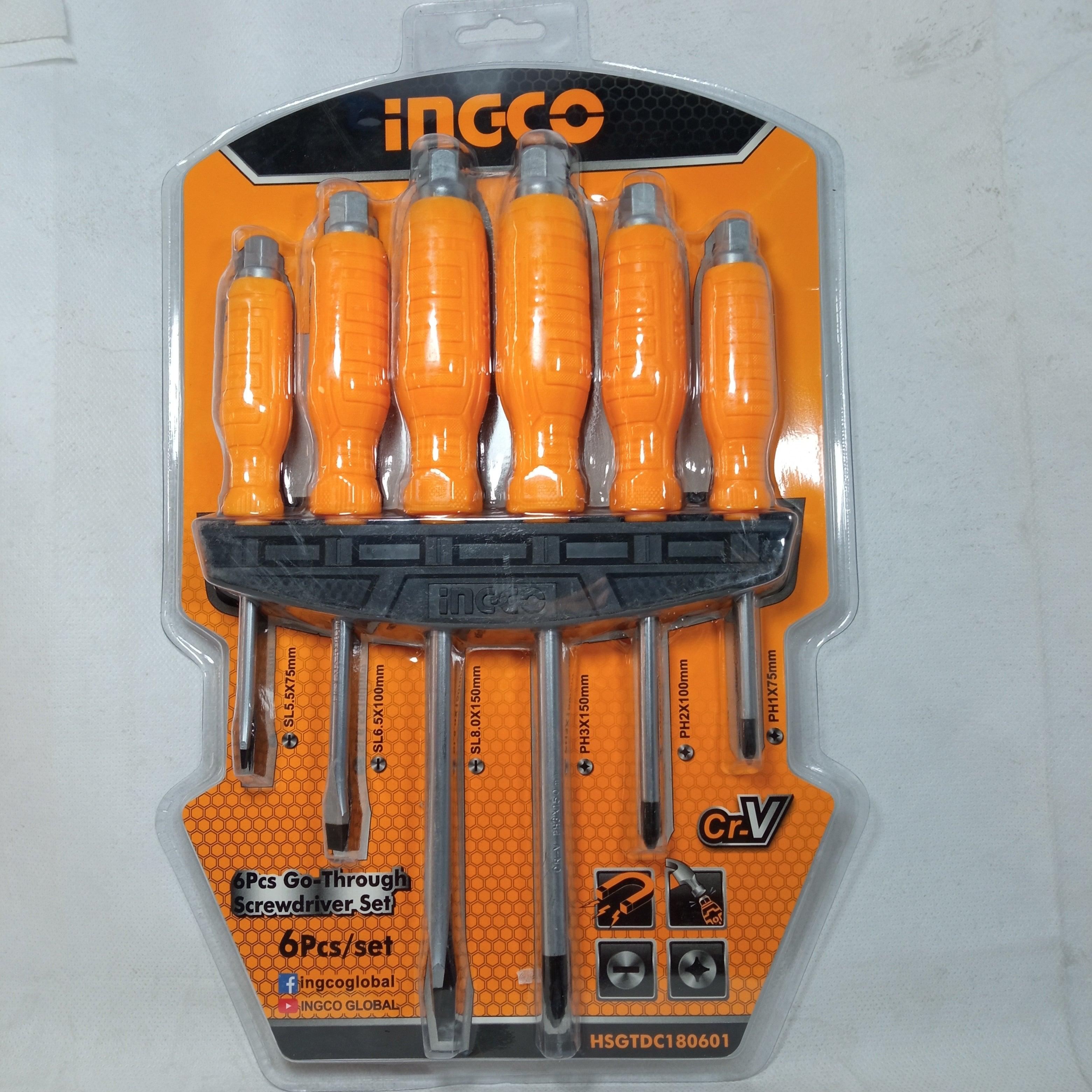INGCO 6PCS GO Through Screw Driver Set HSGTDC180601 in Pakistan - industryparts.pk