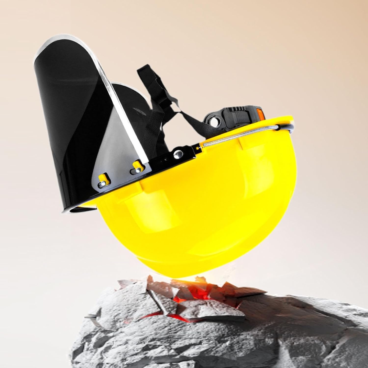 BLUE EAGLE 1BT Safety Helmet (Yellow Hat) with FC48G3 Green Visor