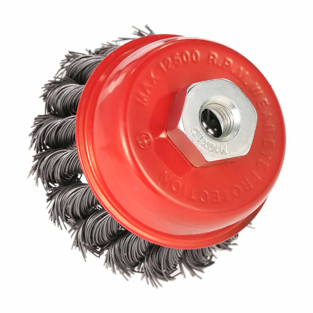 Steel Wire Brush Wheel Knotted Cup Rotary Steel Brush Crimp Grinder U3W5 - industryparts.pk