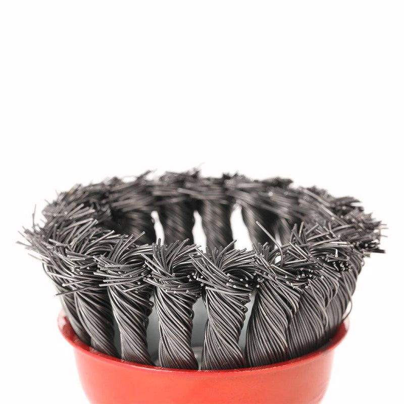 Steel Wire Brush Wheel Knotted Cup Rotary Steel Brush Crimp Grinder U3W5 - industryparts.pk