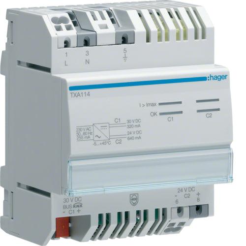Hager TXA114 KNX Power Supply 2 Outputs 320mA 24VDC in Pakistan