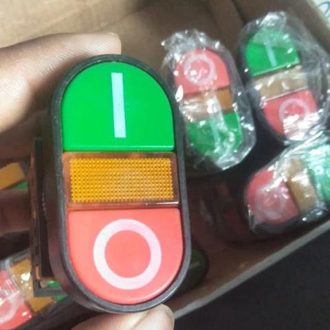DIY On/Off Dual-Head Push Button Switch w/Yellow LED Light Black in Pakistan
