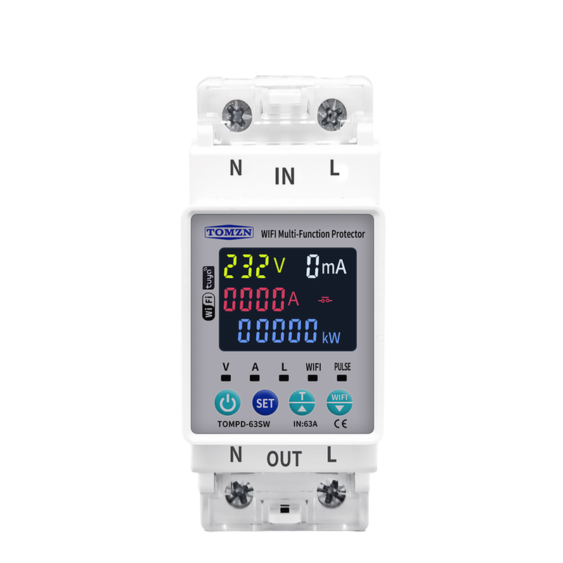 Tomzn TOMPD 63SW- 63A WIFI Protector with voltage current and leakage protection Mini 10in1