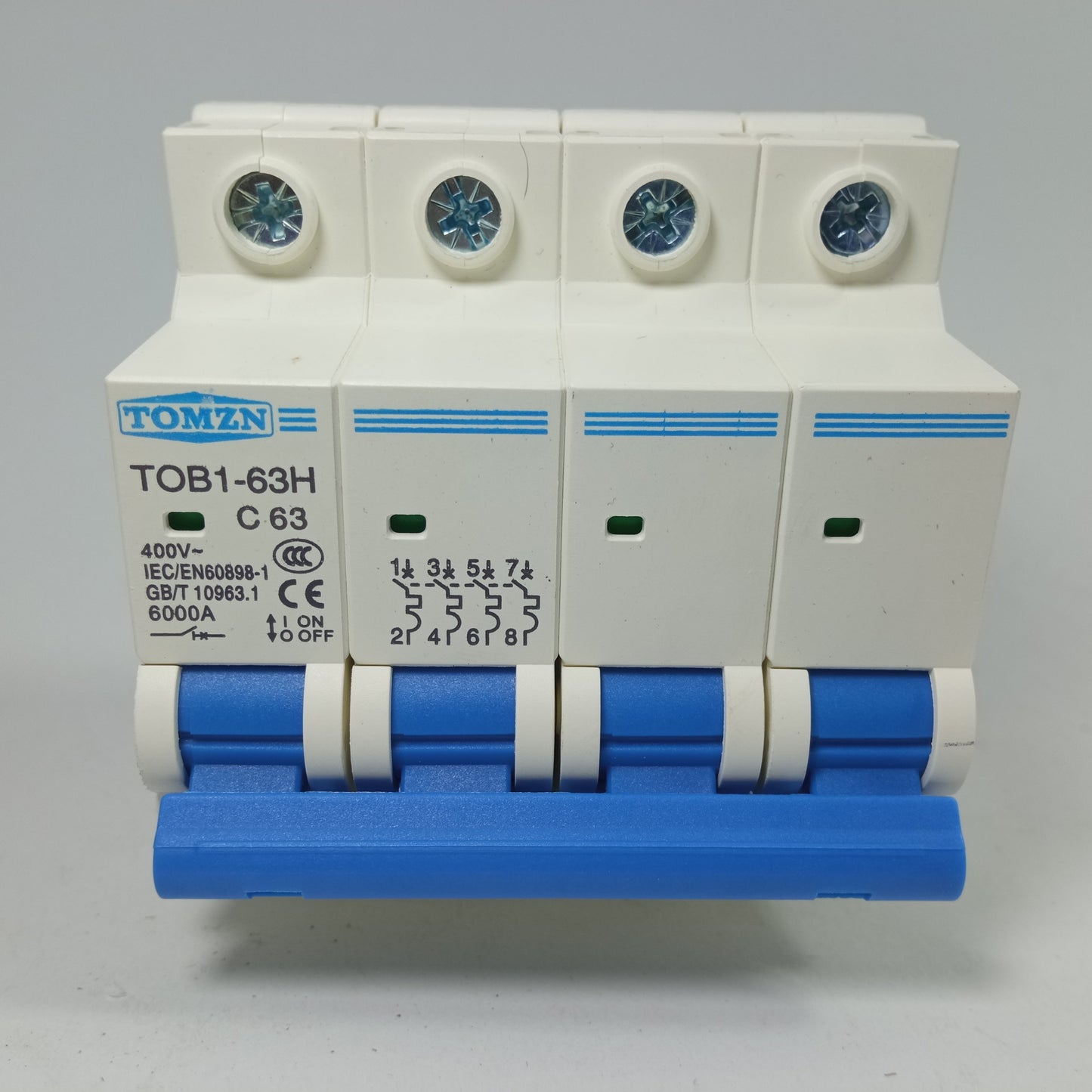 TOMZN TOB1-63H4P AC MCB C Type 230/400V~ 50HZ/60HZ 63A Mini Circuit Breaker in Pakistan