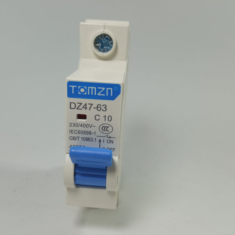 TOMZN DZ47‑63 C10, Miniature Circuit Breaker 1P 10A DIN Rail Mount 230V 400V in Pakistan