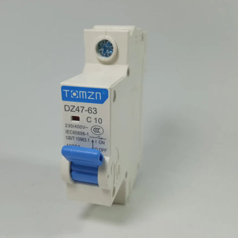 TOMZN DZ47‑63, Miniature Circuit Breaker 1P 10A DIN Rail Mount 230V 400V in Pakistan