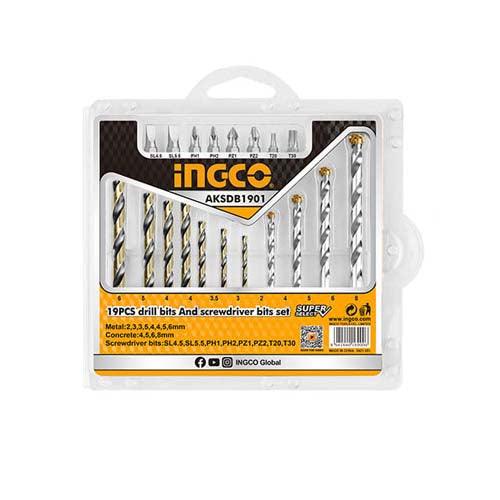 Ingco 19PCS Drill Bits & Screwdriver Bits Set AKSDB1901 in Pakistan - industryparts.pk