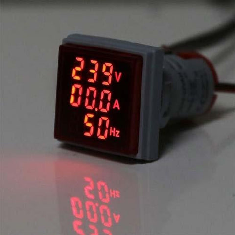 Digital 3 in 1 AC Ammeter, Voltmeter, Hz 22mm Led Lamp Indicator Pakistan