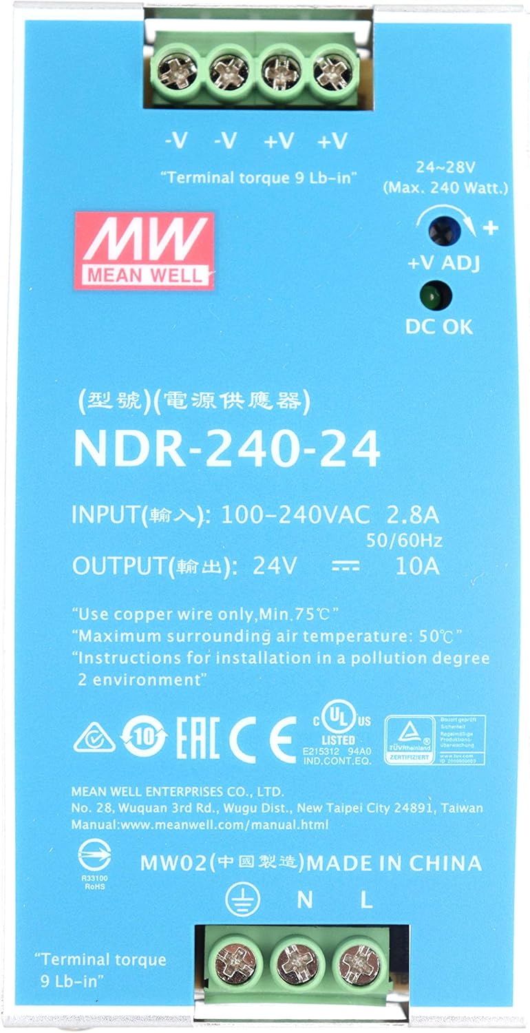 MEAN WELL NDR-240-24 24VDC 10A 240W Industrial DIN Rail Power Supply in Pakistan