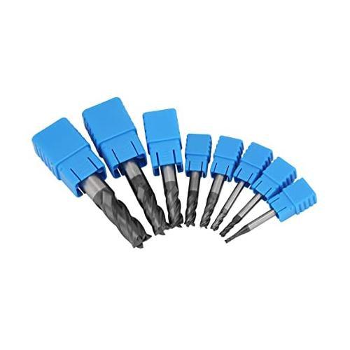 Milling Cutter Tool, 8pcs 2-12mm 4 Flutes Carbide End Mill Set Tungsten Steel Milling Cutter Tool Kit - industryparts.pk
