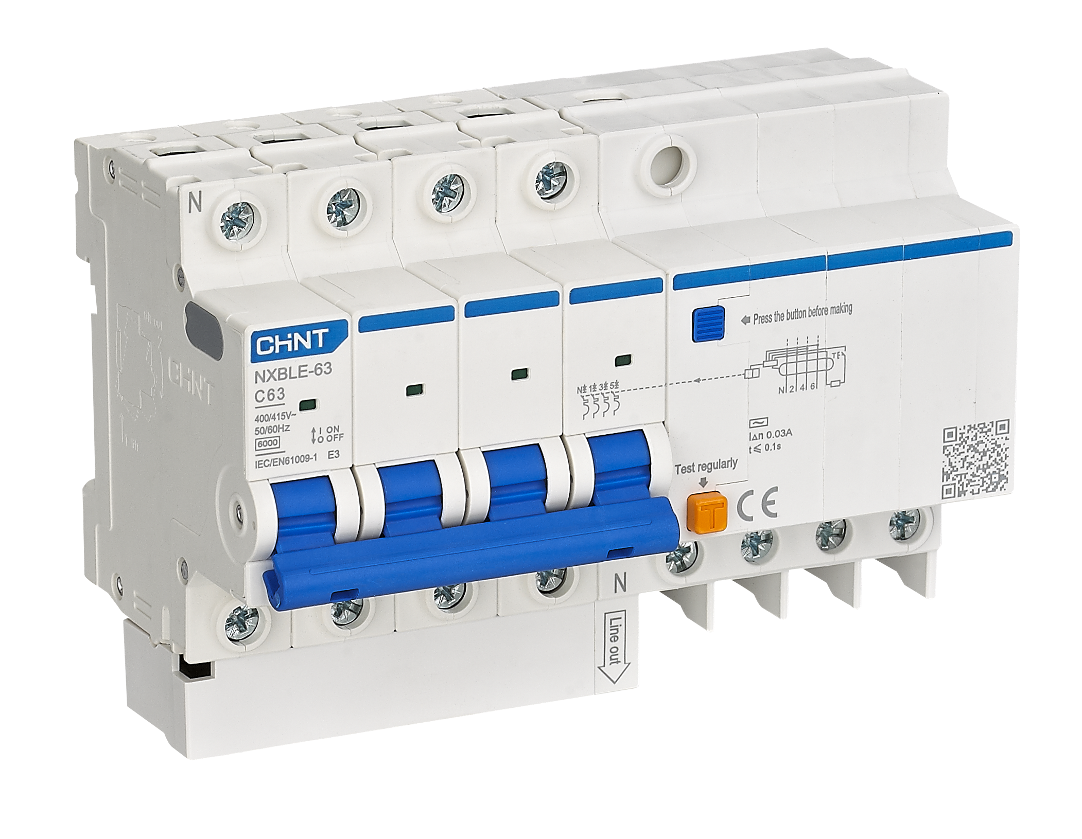 CHINT NXBLE-63 4P 30mA (RCBO) Residual Current Operated Circuit Breakers in Pakistan