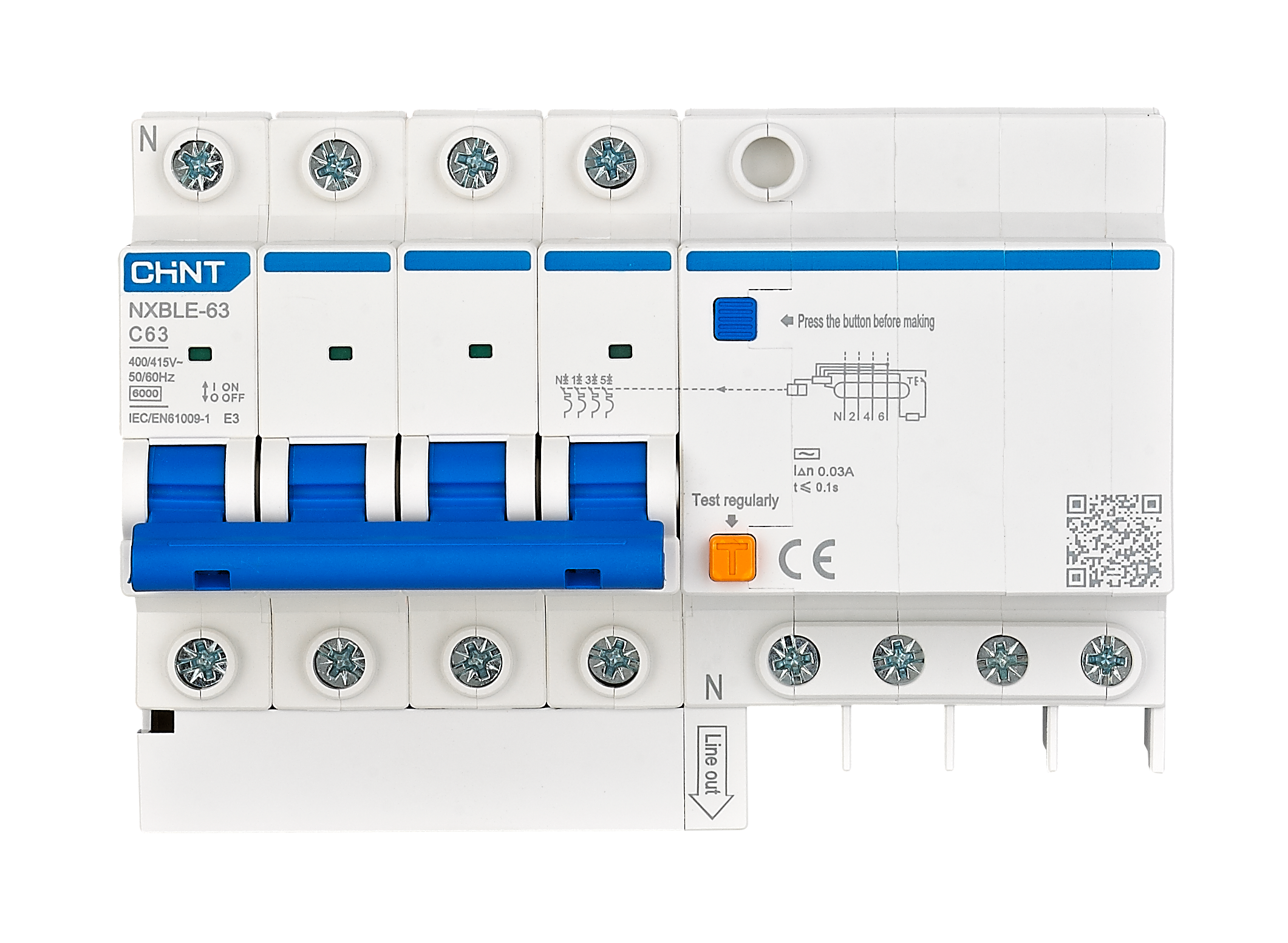 CHINT NXBLE-63 4P 30mA (RCBO) Residual Current Operated Circuit Breakers in Pakistan