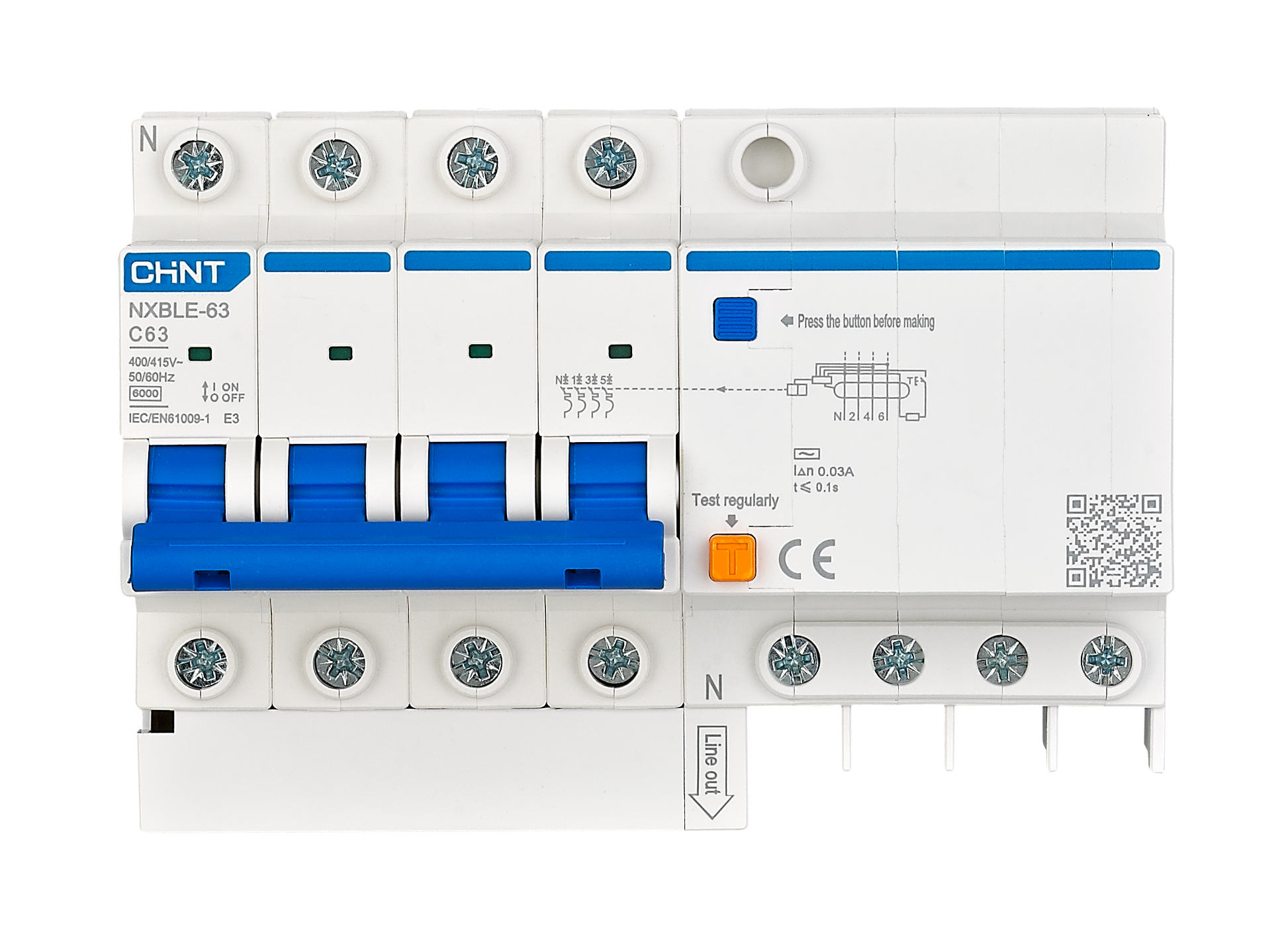 CHINT NXBLE-63 4P 30mA (RCBO) Residual Current Operated Circuit Breakers in Pakistan