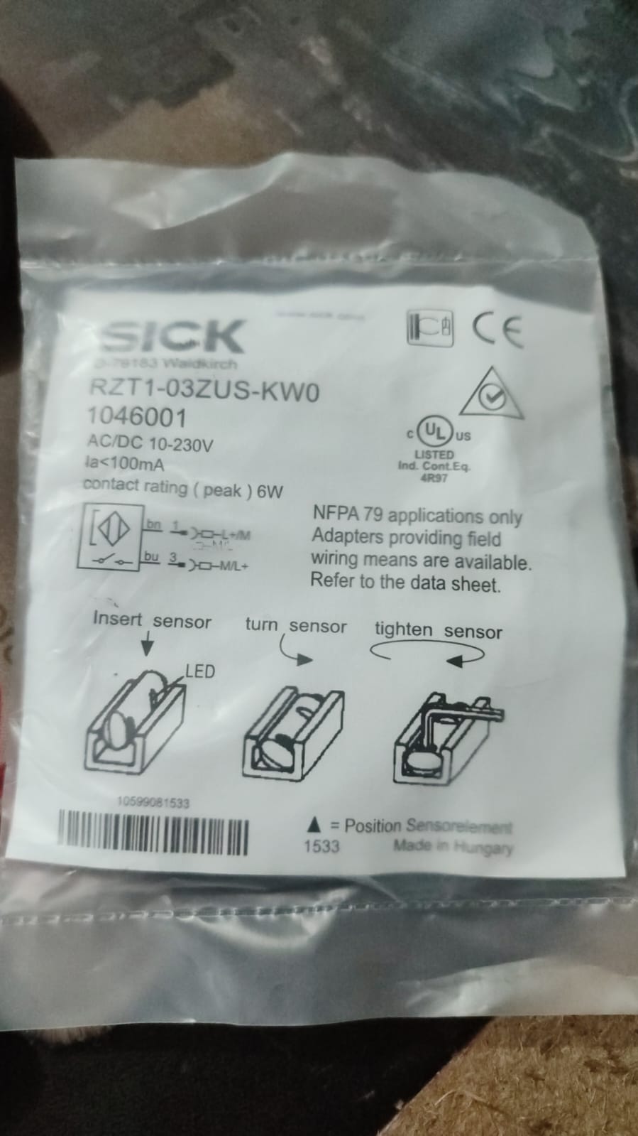SICK RZT1-03ZUS-KW0 1046001 Magnetic cylinder sensors