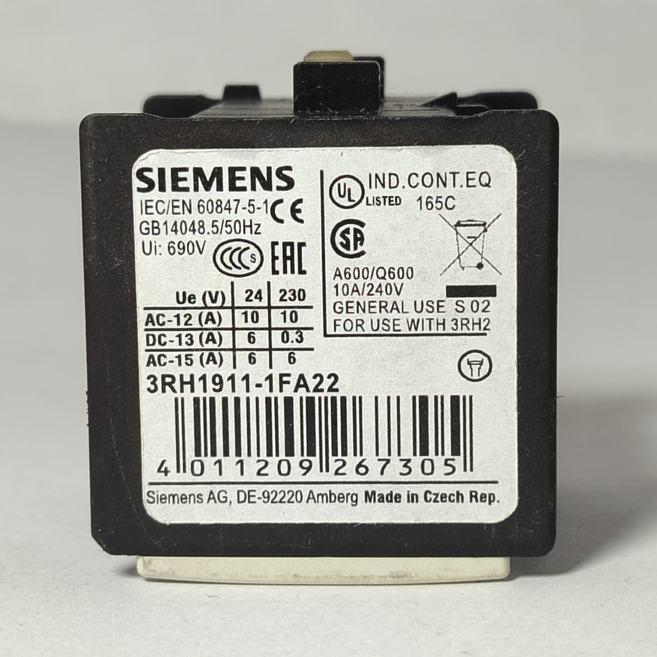 SIEMENS 3RH1911-1FA22 Auxiliary Contact Block in Pakistan