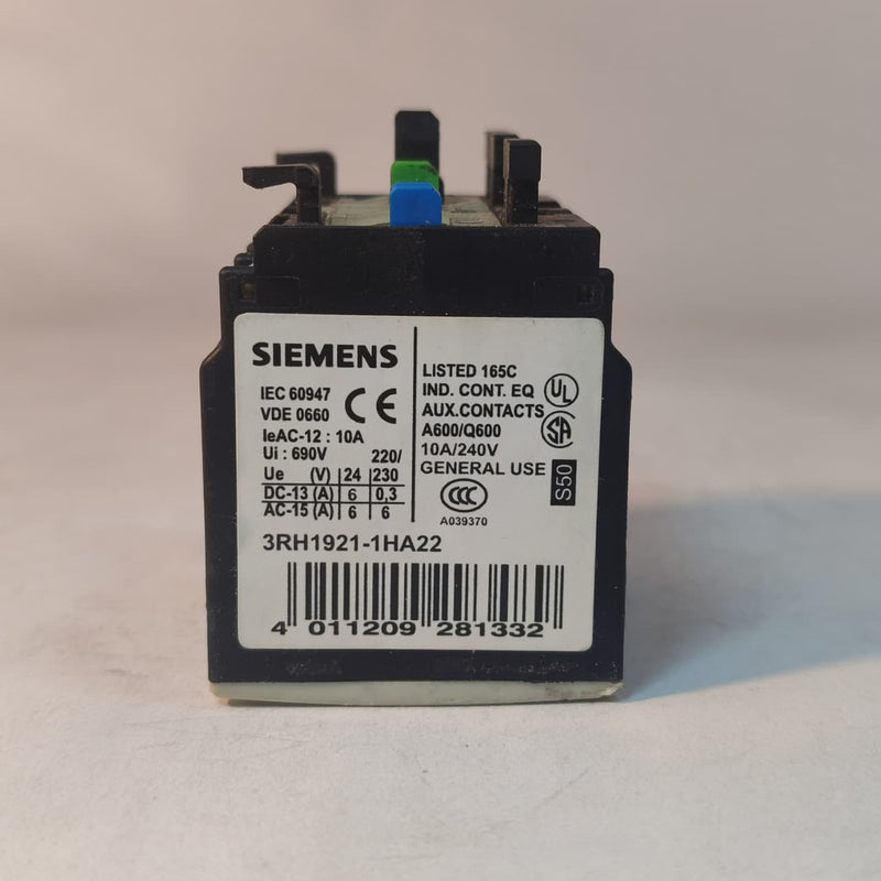 SIEMENS 3RH1921-1HA22 Auxiliary Switch Block Contactor in Pakistan