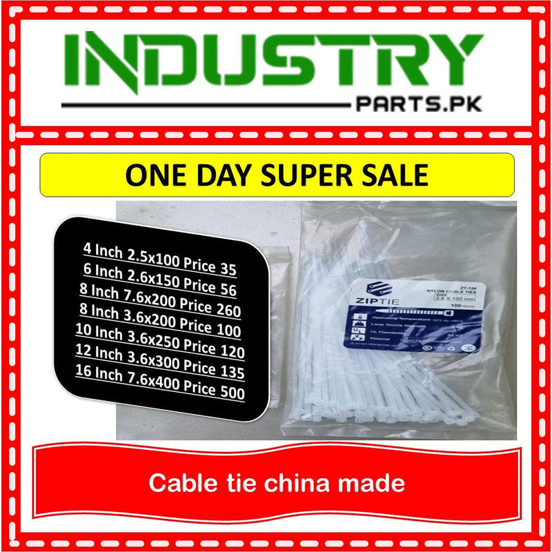 ZT-100 Heavy Duty Zip Ties Minimum Order 500 Packets in Pakistan - industryparts.pk