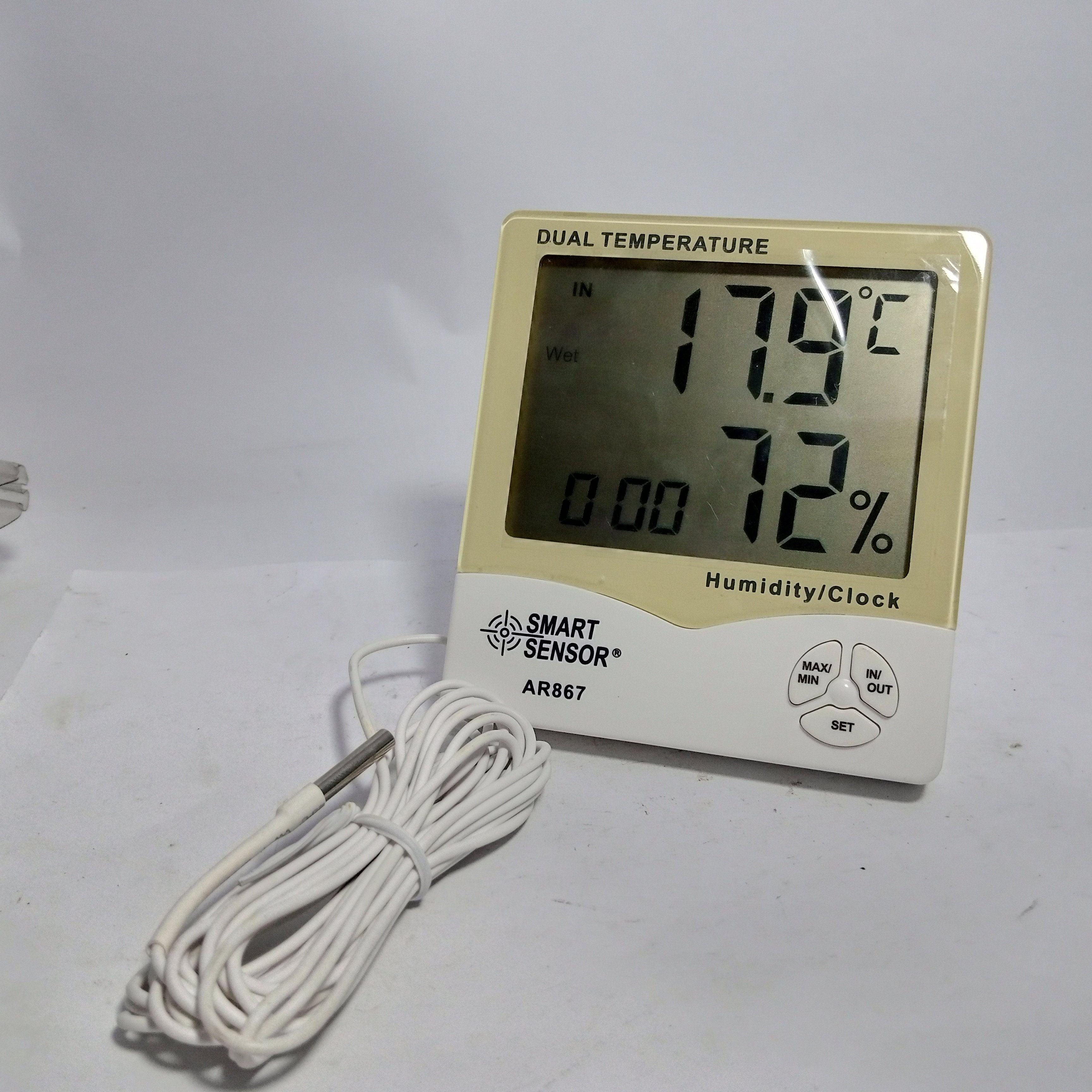Smart Sensor AR867 Digital Humidity & Temperature Meter With Clock - industryparts.pk