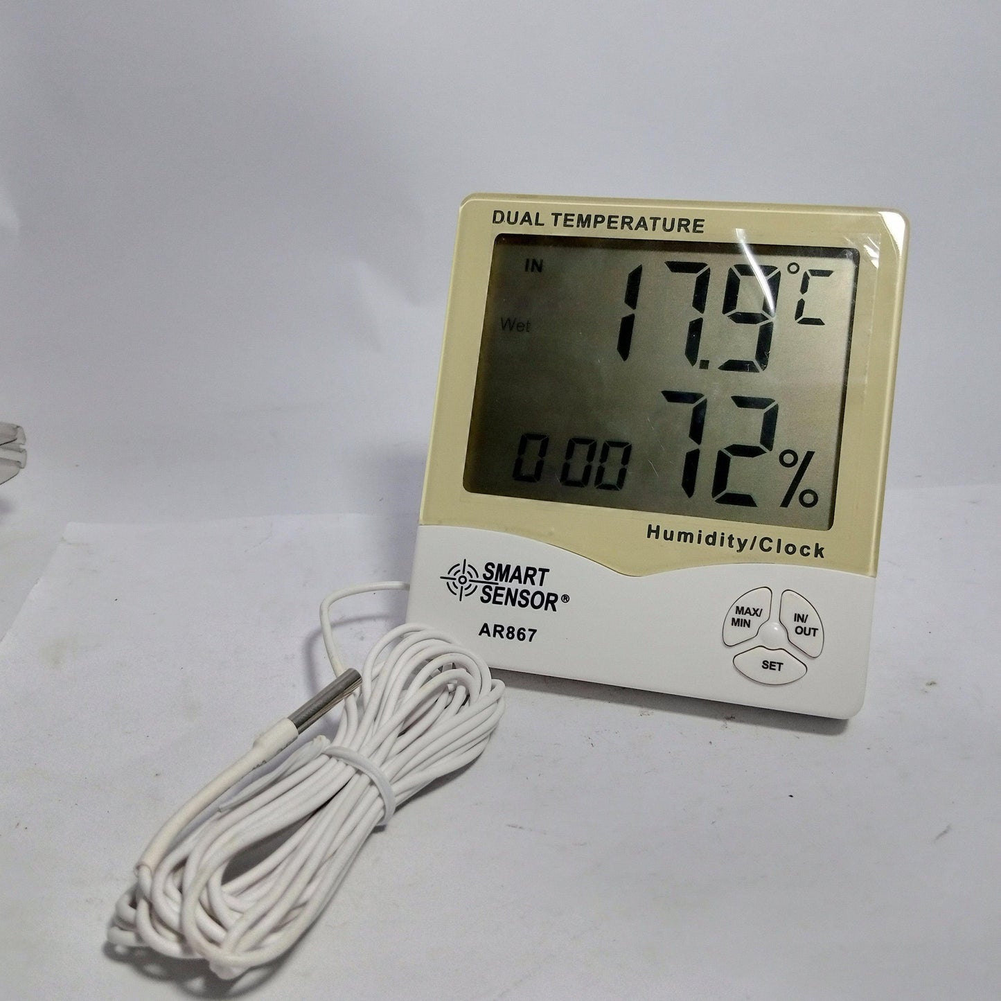 Smart Sensor AR867 Digital Humidity & Temperature Meter With Clock - industryparts.pk