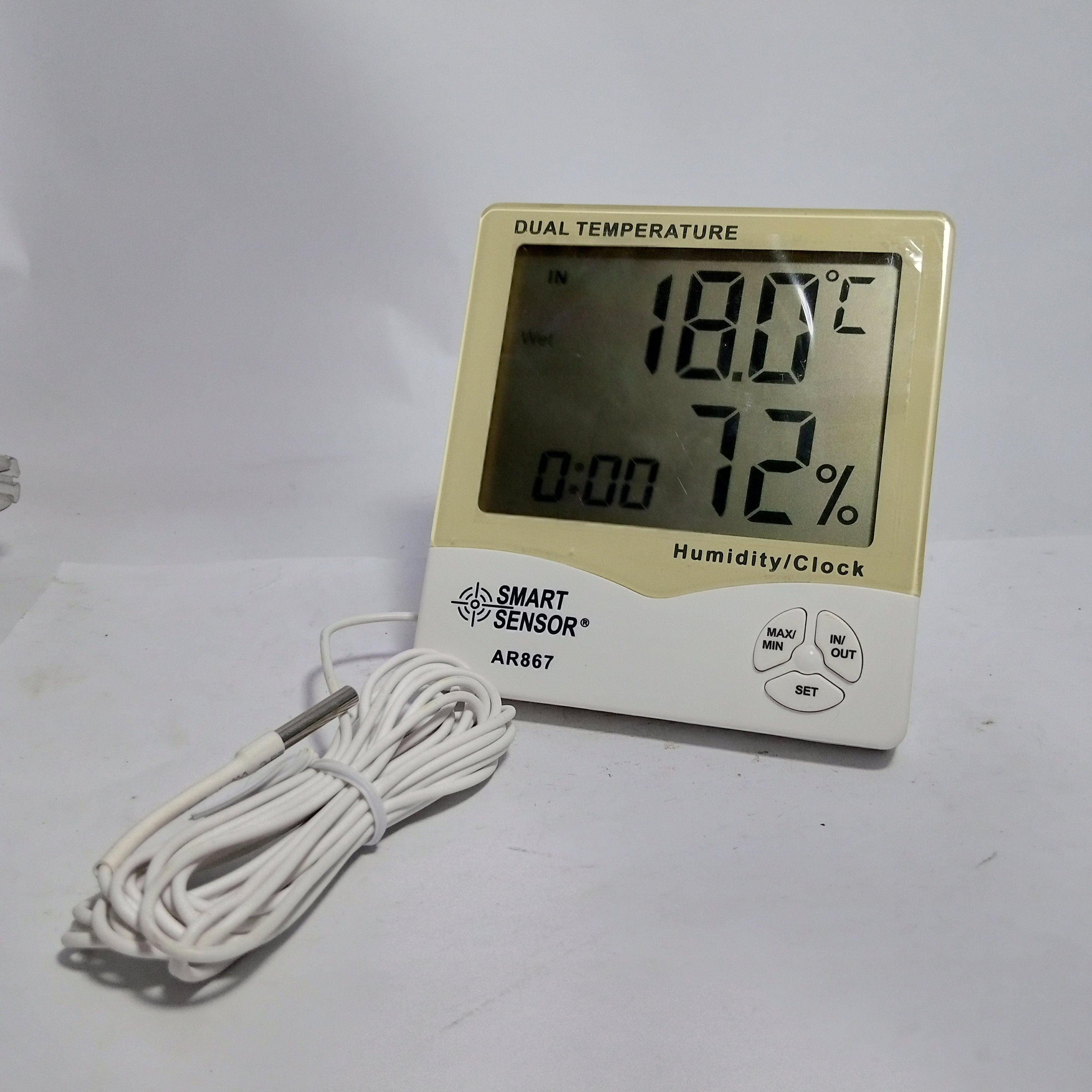 Smart Sensor AR867 Digital Humidity & Temperature Meter With Clock - industryparts.pk