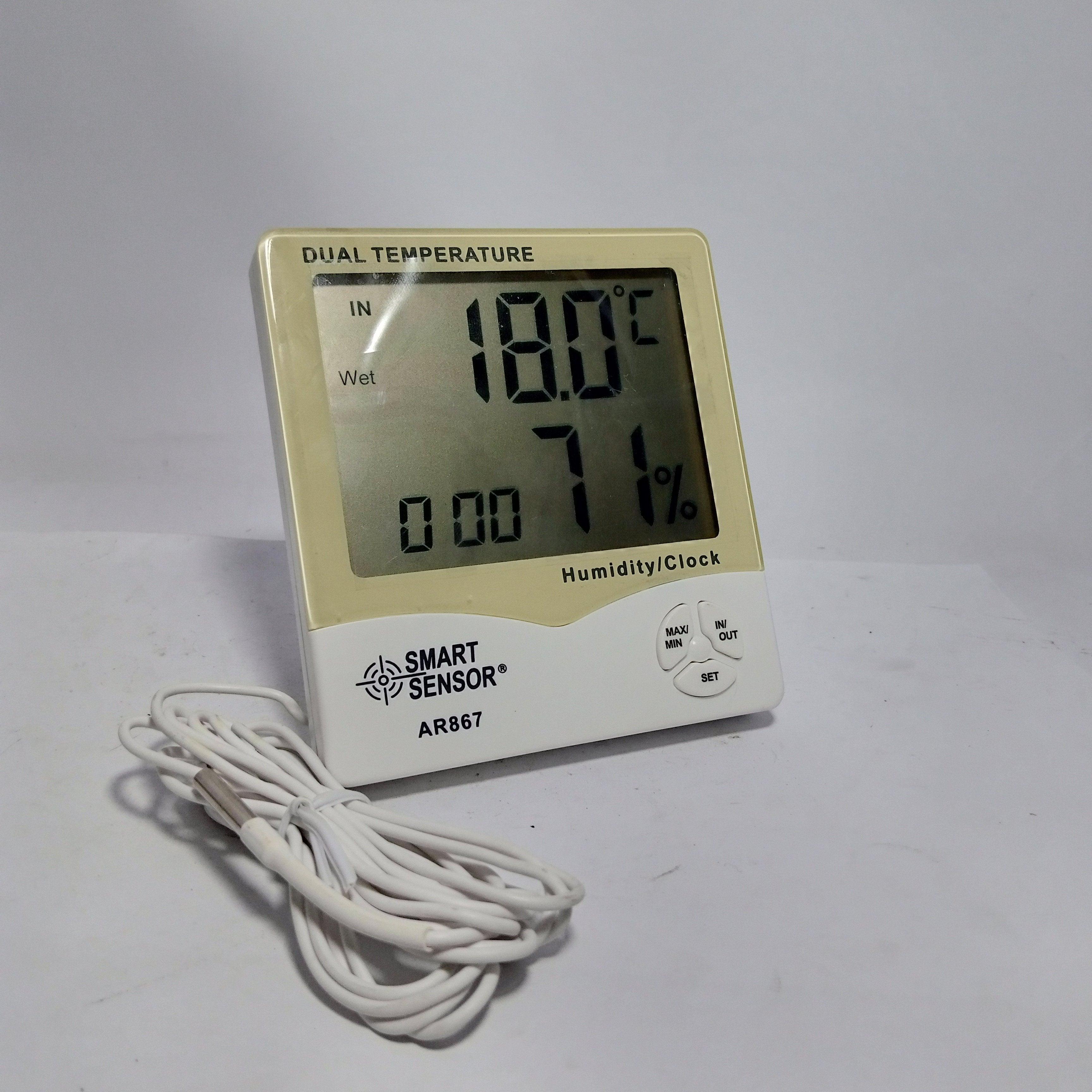 Smart Sensor AR867 Digital Humidity & Temperature Meter With Clock - industryparts.pk