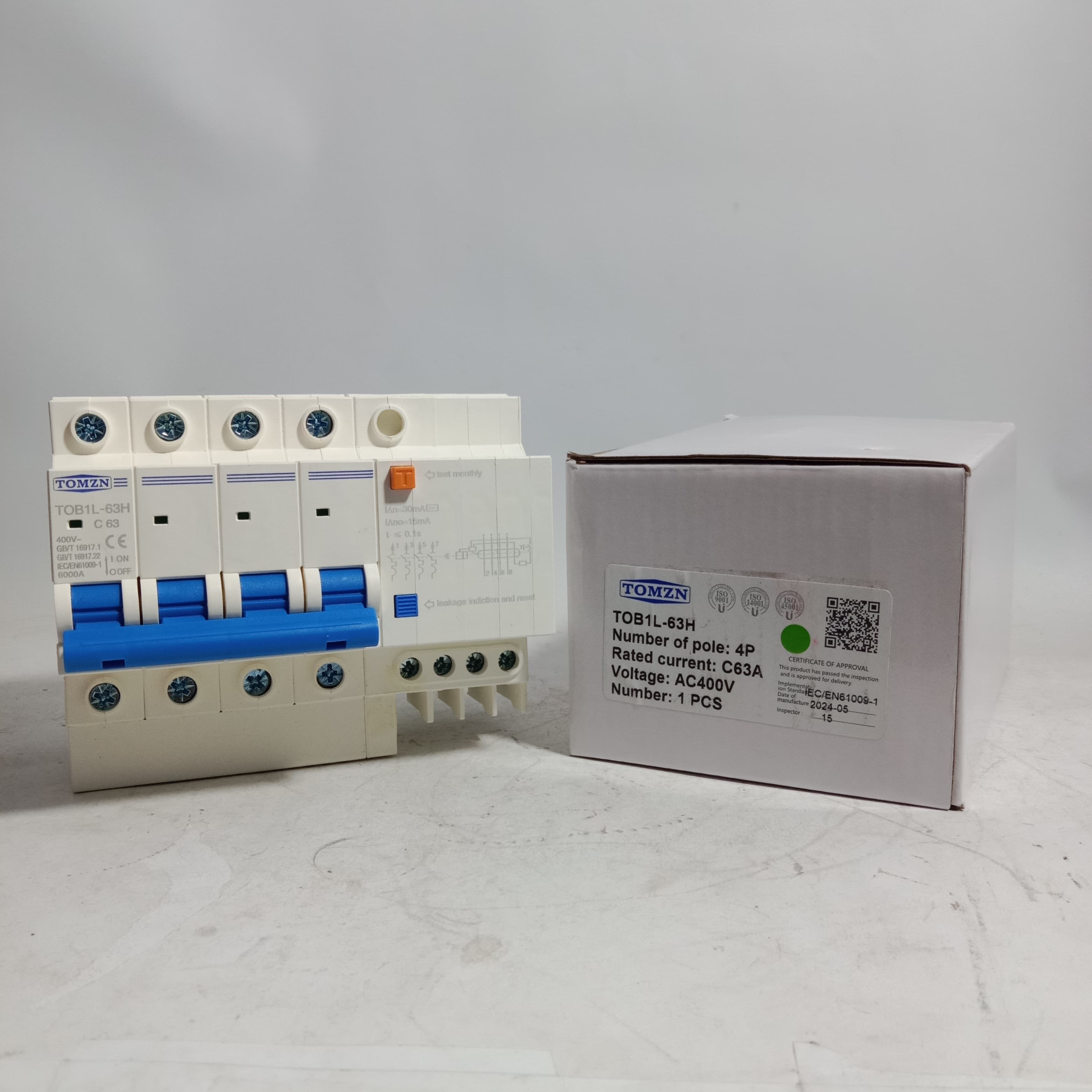TOMZN TOB1L-63H, 4-Pole Earth Leakage  Circuit Breaker in Pakistan