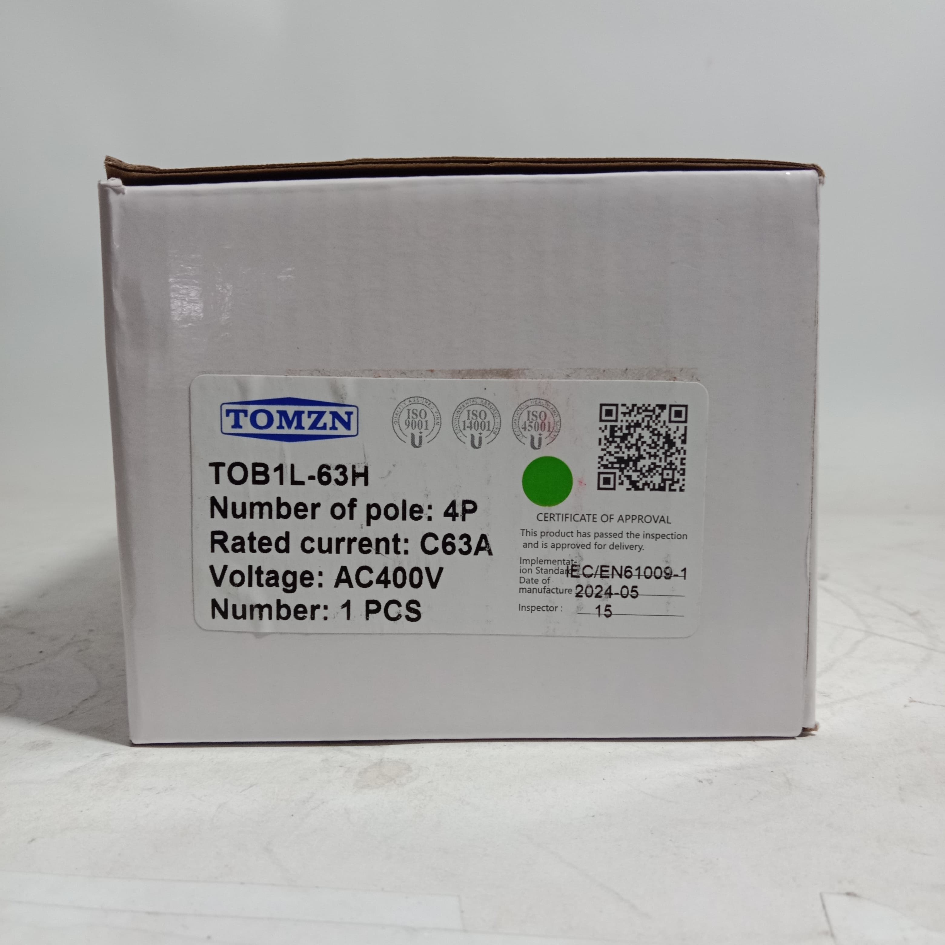 TOMZN TOB1L-63H, 4-Pole Earth Leakage  Circuit Breaker in Pakistan